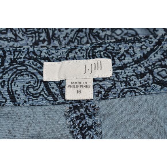 J.JILL $79 Stretch Cotton Paisley Print Cropped Pant Size 16 - Picture 4 of 4